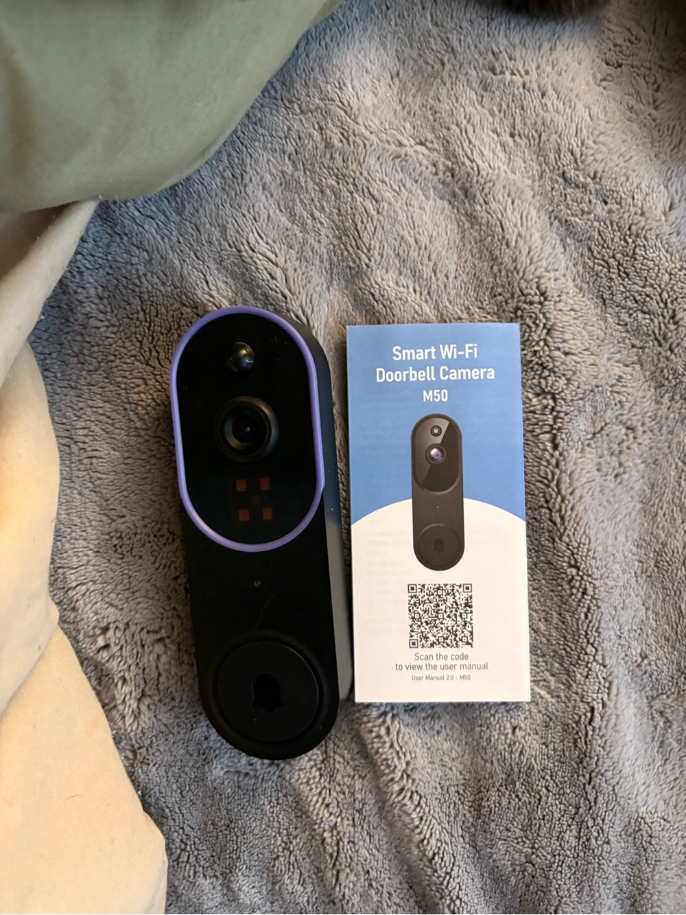 Smart Wi‑Fi Doorbell Camera M50 in Black with Purple Trim